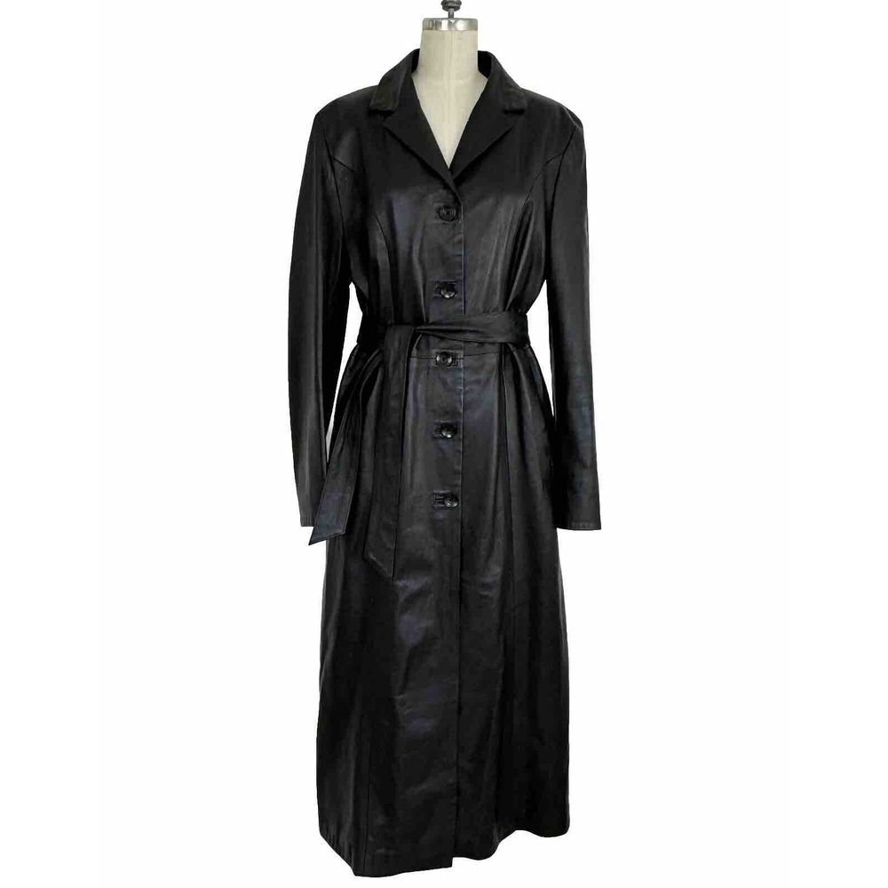 Vera Pelle Italy Women's Size 44 US L Buttery Soft Leather Black Coat Po…